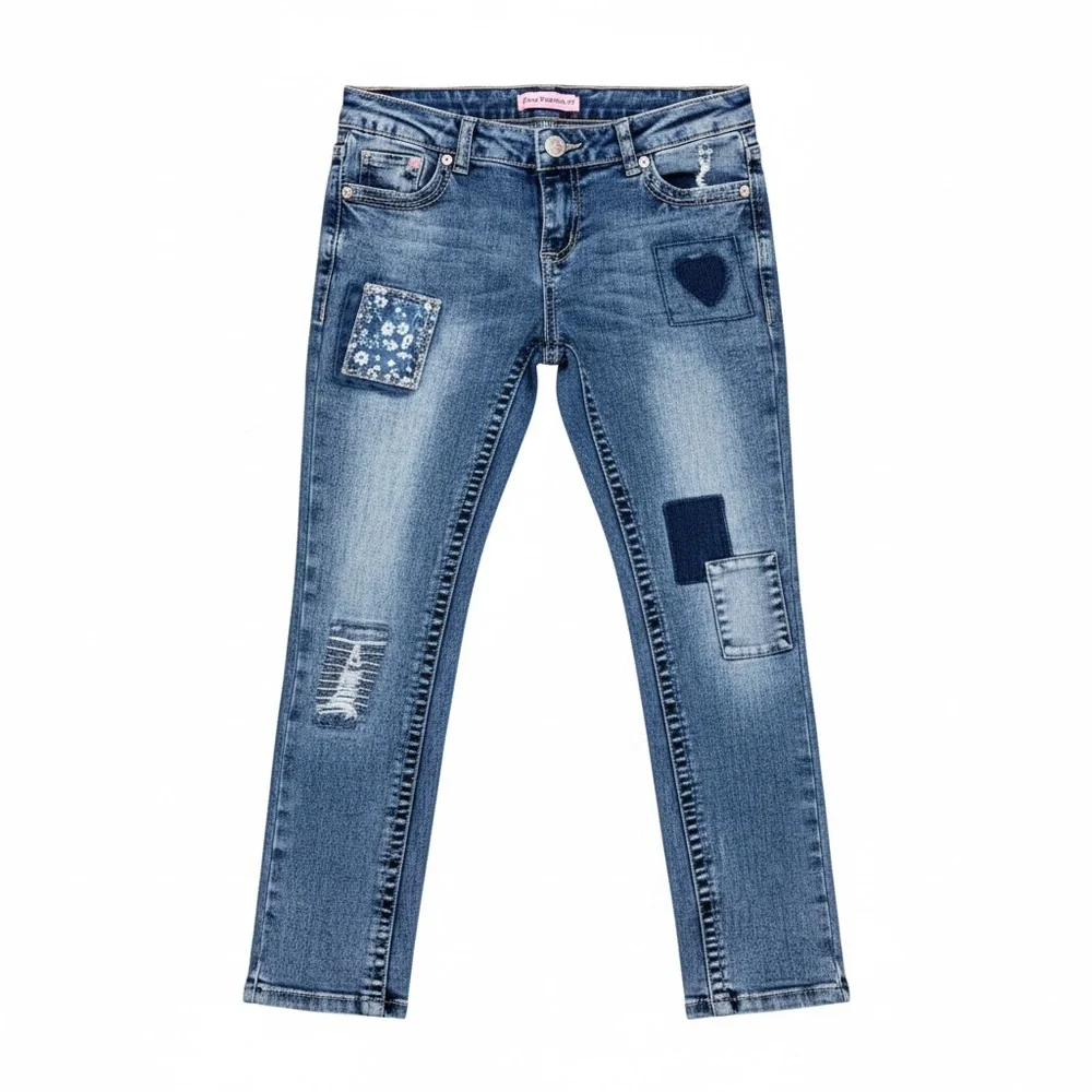 Almost Famous Kids Blue Patchwork Jeans